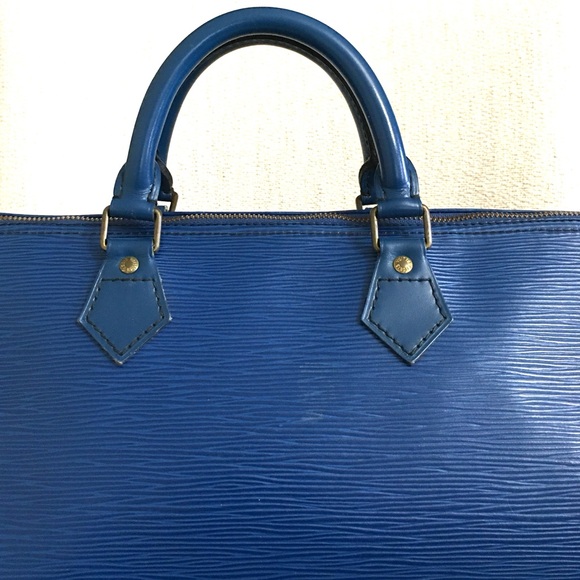 Authentic Louis Vuitton Speedy 35 bag blue Toledo Epi leather bag - Picture 6 of 16